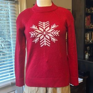 Talbots Sz SP Red Snowflake Sweater Cotton Blend EUC